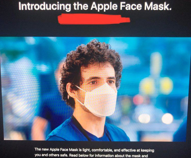 شرکت اپل از یک ماسک صورت سفارشی جهت استفاده کارمندان خود رونمایی کرد